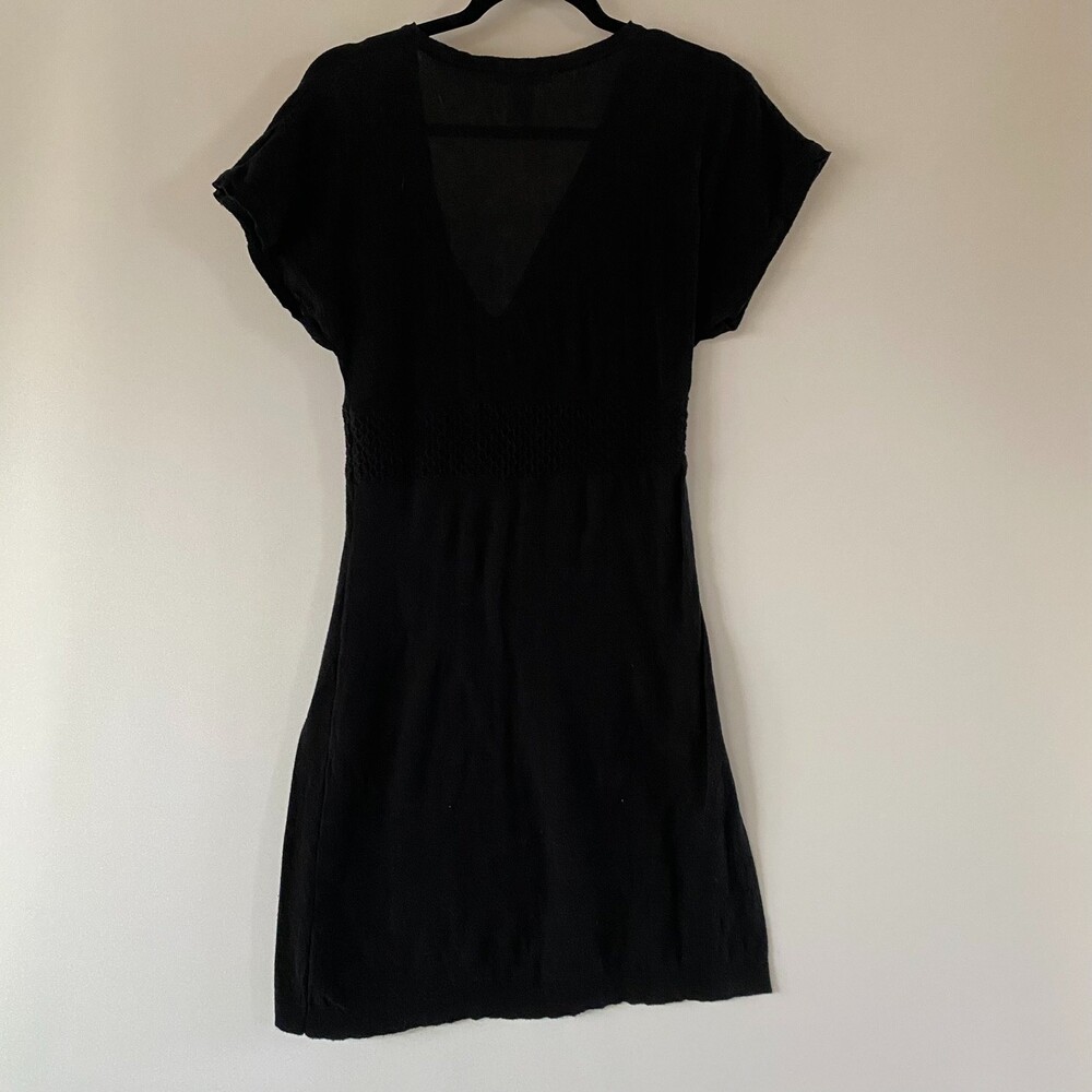 TULLE Knit Black Sweater Dress 100% Cotton SIze L - Picture 2 of 12